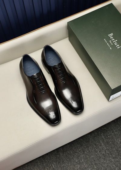 Berluti Black calfskin Leather Shoes-Berluti Man Business Leather Shoes